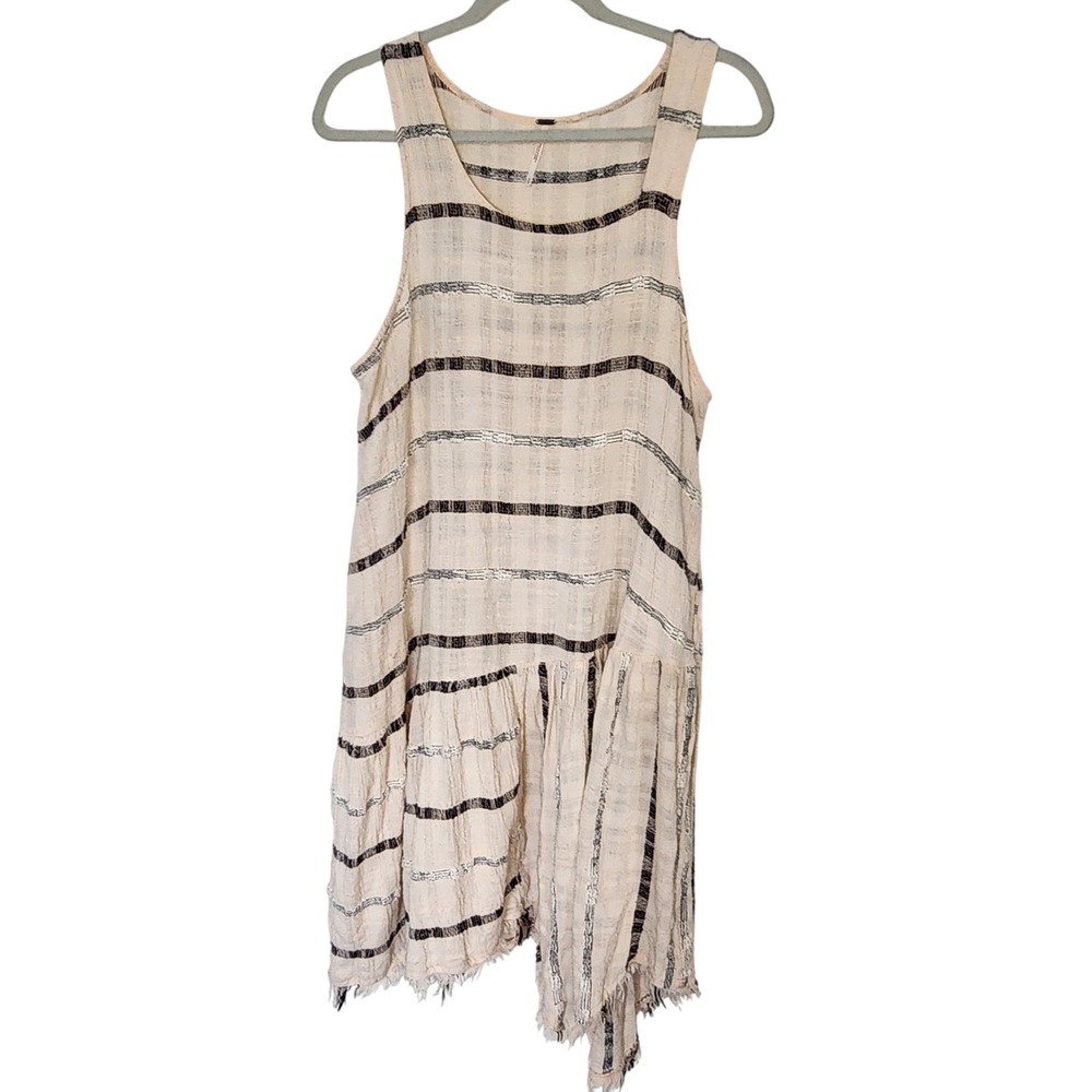 Free People Sleeveless Dress Striped Frayed Hem Casual Boho Chic Size Small